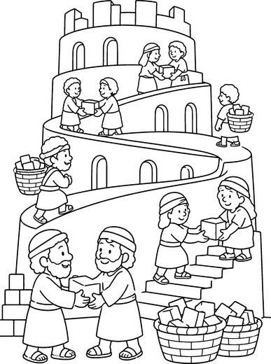 Desenho de A Torre de Babel para colorir