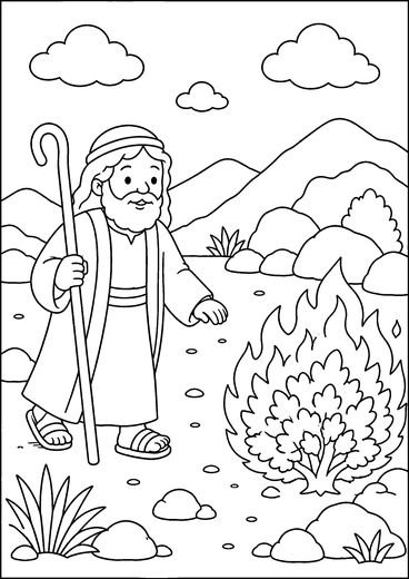 Desenho de A Sarça Ardente para colorir