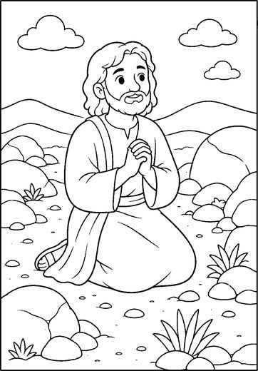 Desenho de Jesus no Deserto para colorir