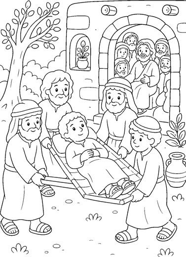 Desenho de A Cura do Paralítico para colorir