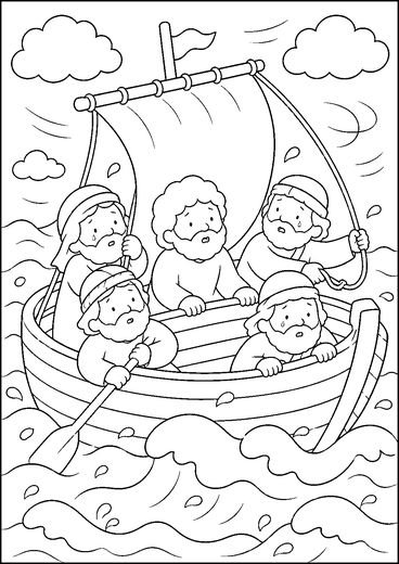 Desenho de Jesus Anda Sobre as Águas para colorir
