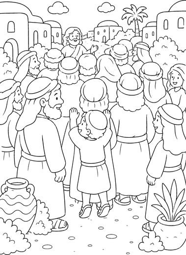 Desenho de Jesus e Zaqueu para colorir