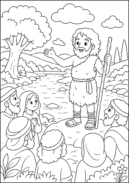Desenho do batismo de Jesus para colorir